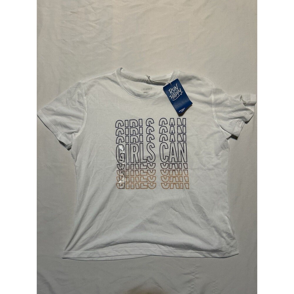 Brooks T-Shirt Girl's Medium Run Happy Girls Can Tee International Womens Day